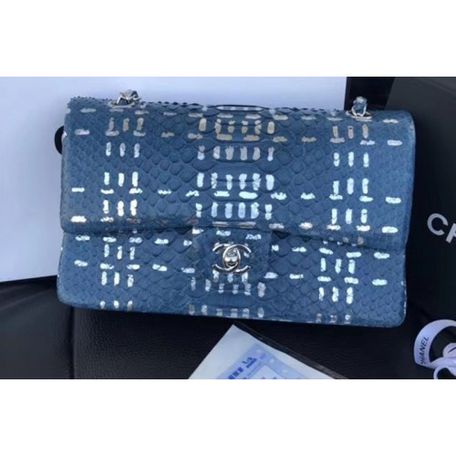 Chanel Original Python Leather Shoulder Bags CF1112 Blue
