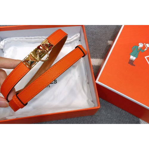 Womens Hermes Rivale 18 belts 18mm Gold Buckle in Orange Epsom Leather