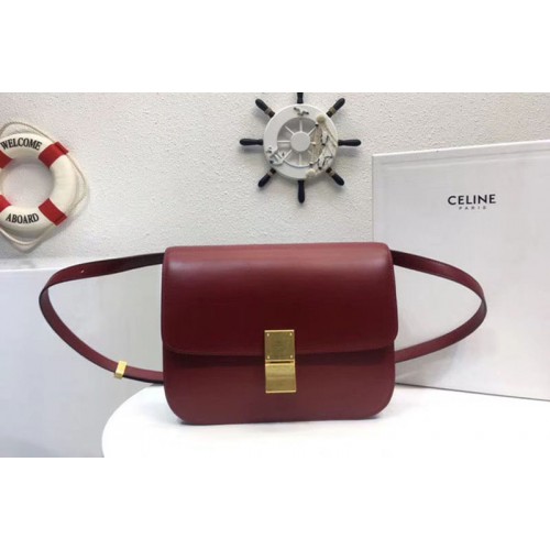 Celine Classic Box Small Flap Bag Calf Leather Wine