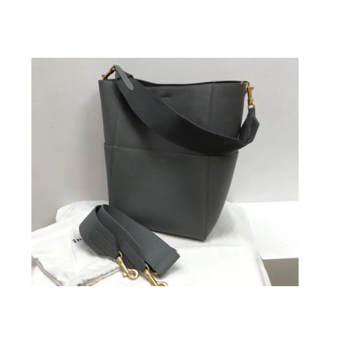 Celine Sangle Bucket Bag in Smooth Calfskin Leather Grey Celine Sangle Bucket Bag in Smooth Calfskin Leather Grey