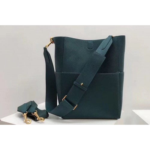 Celine Sangle Bucket Bag in Smooth Calfskin Leather Green