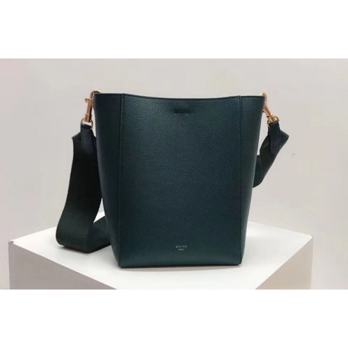 Celine Sangle Small Bucket Bags Soft Grained Calfskin Leather Green