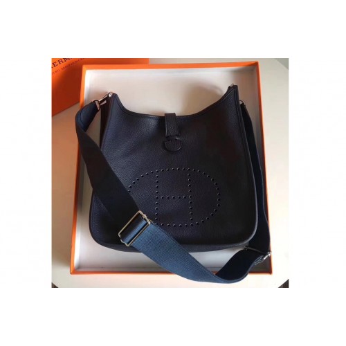Hermes Evelyne 28 Bag in Sapphire Blue Togo Leather