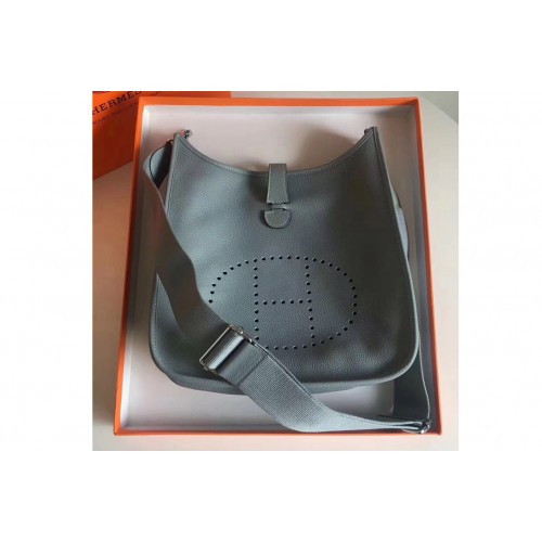 Hermes Evelyne 28 Bag in Linen Blue Togo Leather