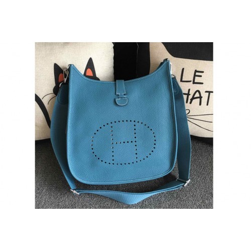 Hermes Evelyne 28 Bag in Denim Blue Togo Leather