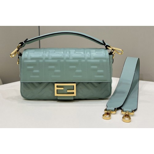 Fendi 8BR600 Baguette medium bag in Blue nappa leather bag