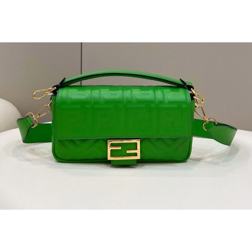 Fendi 8BR600 Baguette medium bag in Green nappa leather bag
