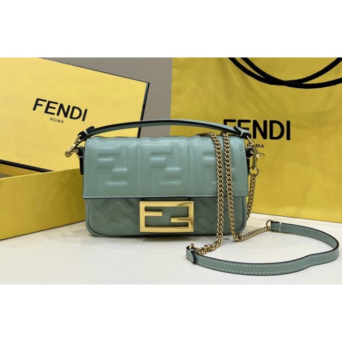 Fendi 8BS017 Baguette Mini bag in Green nappa leather bag