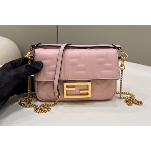 Fendi 8BS017 Baguette Mini bag in Pink nappa leather bag