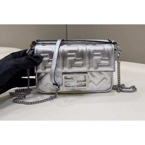 Fendi 8BS017 Baguette Mini bag in Silver nappa leather bag Fendi 8BS017 Baguette Mini bag in Silver nappa leather bag