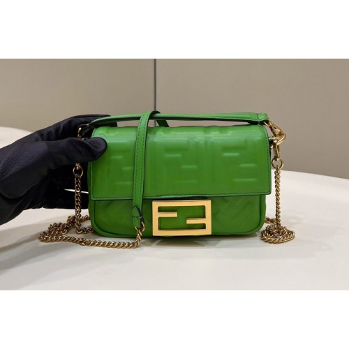 Fendi 8BS017 Baguette Mini bag in Green nappa leather bag