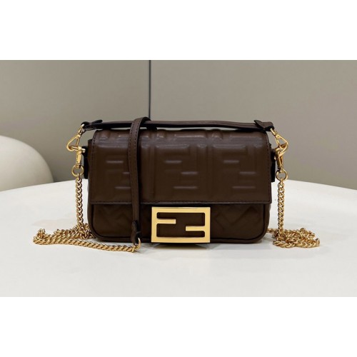 Fendi 8BS017 Baguette Mini bag in Dark Coffee nappa leather bag