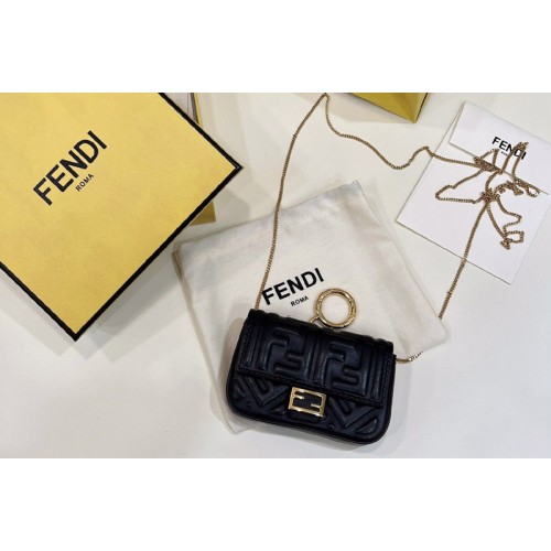 Fendi 7AR844 Nano Baguette Charm in Black nappa leather