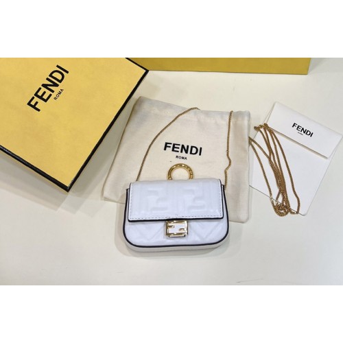 Fendi 7AR844 Nano Baguette Charm in White nappa leather