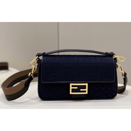 Fendi 8BR600 medium Baguette bag in Blue FF canvas bag Fendi 8BR600 medium Baguette bag in Blue FF canvas bag