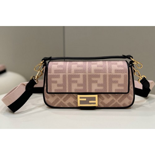 Fendi 8BR600 medium Baguette bag in Pink FF canvas bag
