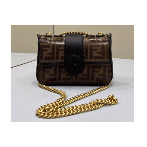 Fendi 8BS016 Mini Shoulder Bag in Brown FF canvas bag