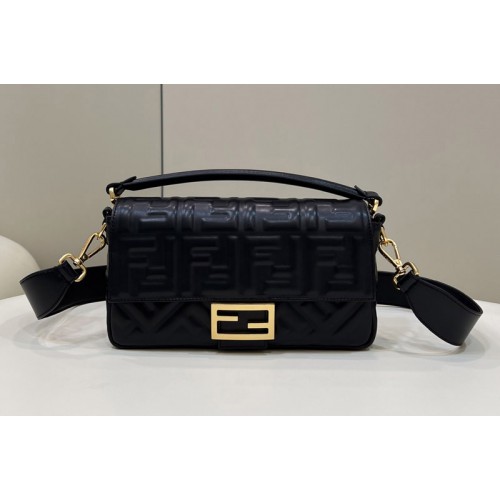 Fendi 8BR600 medium Baguette bag in Black nappa leather bag