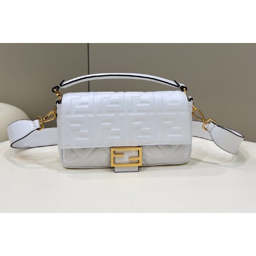 Fendi 8BR600 medium Baguette bag in White nappa leather bag