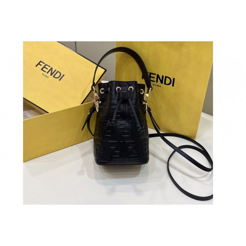 Fendi 8BS010 Mon Tresor bucket bag in Black leather mini-bag