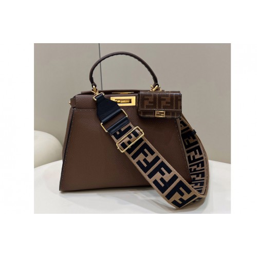 Fendi 8BN244 Peekaboo Iseeu Medium Bag in Brown Leather