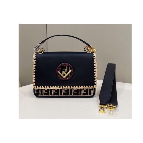 Fendi Kan I F Bag in Black Leather