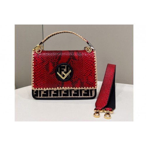 Fendi 8BT286 Kan I F Large Bag in Red Leather