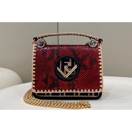 Fendi 8BT286 Kan I F Small Bag in Red Leather
