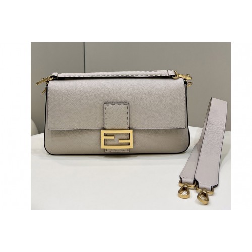 Fendi 8BR771 Baguette Large Bag in Gray full grain leather Fendi 8BR771 Baguette Large Bag in Gray full grain leather