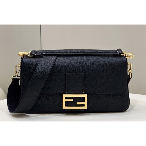 Fendi 8BR771 Baguette Large Bag in Black full grain leather Fendi 8BR771 Baguette Large Bag in Black full grain leather