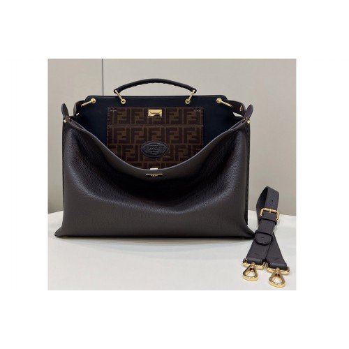 Fendi 8BN304 Peekaboo ISeeU Large Bag in Dark Coffee leather