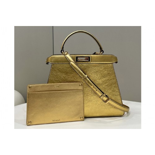 Fendi 8BN321 Peekaboo ISeeU Medium Bag in Gold leather Fendi 8BN321 Peekaboo ISeeU Medium Bag in Gold leather