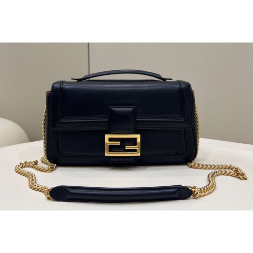 Fendi 8BR783 Baguette Chain Bag In Black Nappa Leather