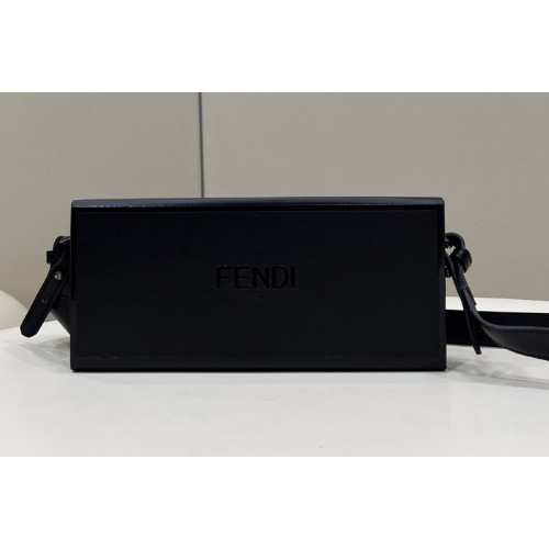Fendi 8BT340 Horizontal Box Crossbody Bag in Black Leather