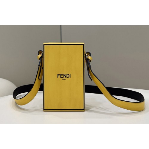 Fendi 7VA519 Fendi Box Shoulder Bag in Yellow Leather Fendi 7VA519 Fendi Box Shoulder Bag in Yellow Leather