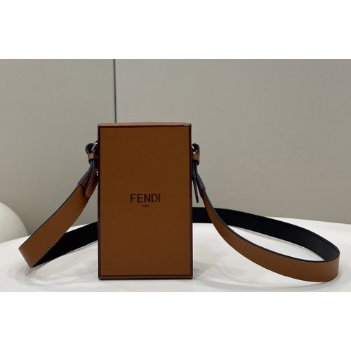 Fendi 7VA519 Fendi Box Shoulder Bag in Brown Leather