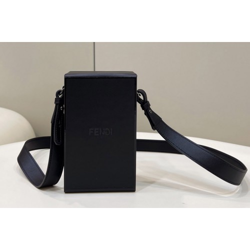 Fendi 7VA519 Fendi Box Shoulder Bag in Black Leather Fendi 7VA519 Fendi Box Shoulder Bag in Black Leather