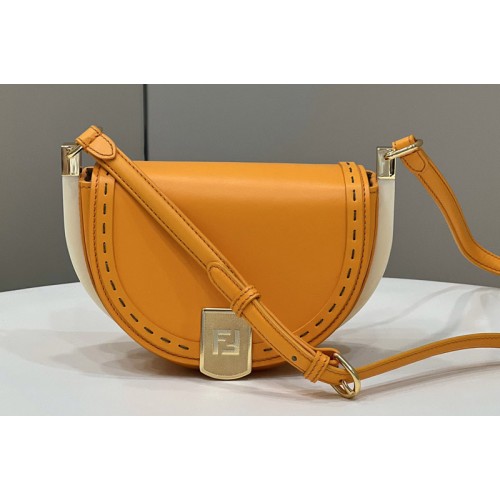 Fendi 8BT346 Moonlight Saddle Bag in Orange Leather Fendi 8BT346 Moonlight Saddle Bag in Orange Leather