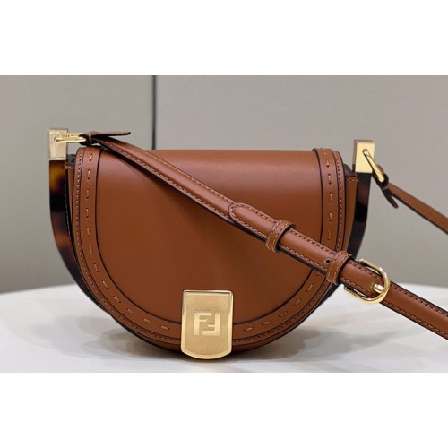 Fendi 8BT346 Moonlight Saddle Bag in Brown Leather Fendi 8BT346 Moonlight Saddle Bag in Brown Leather