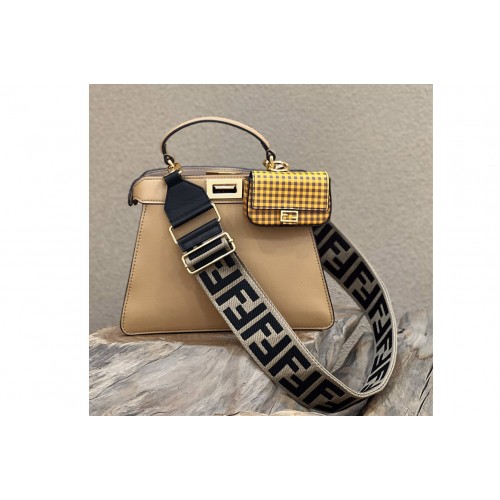 Fendi 8BN327 Peekaboo Iseeu Small Bag in Beige leather