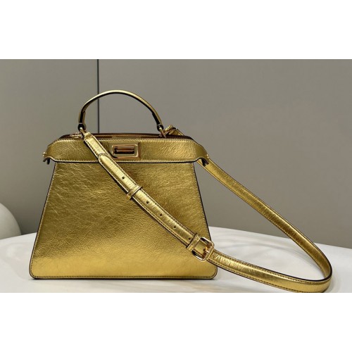 Fendi 8BN327 Peekaboo Iseeu Small Bag in Gold leather