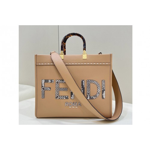 Fendi 8BH386 Fendi Sunshine Medium shopper Bag in Light Brown leather and elaphe Fendi 8BH386 Fendi Sunshine Medium shopper Bag in Light Brown leather and elaphe