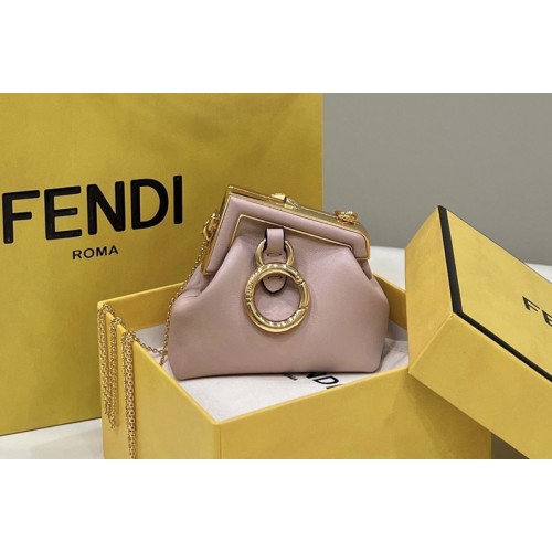 Fendi 7AS051 Nano Fendi First Charm Bag in Pink nappa leather