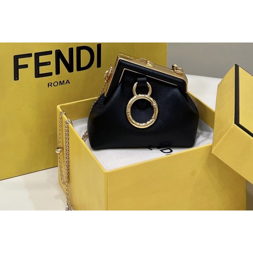 Fendi 7AS051 Nano Fendi First Charm Bag in Black nappa leather
