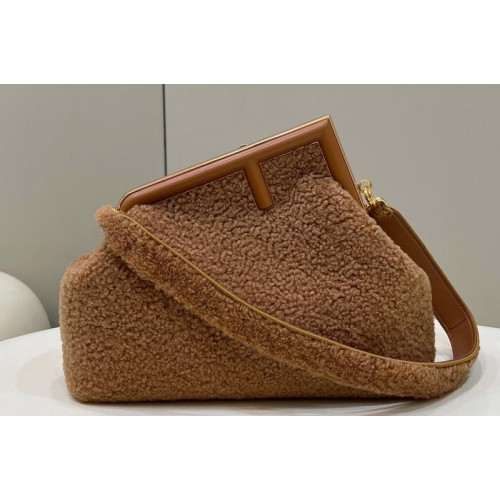 Fendi 8BP127 Fendi First Medium bag in Beige sheepskin