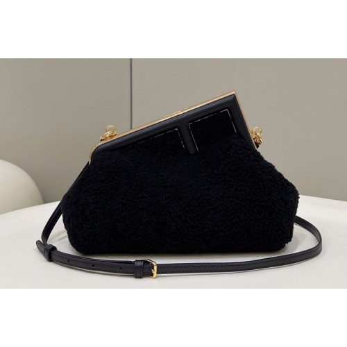 Fendi 8BP129 Fendi First Small bag in Black sheepskin