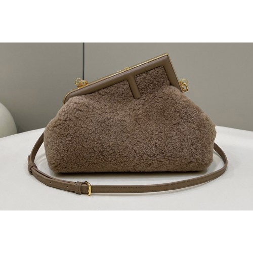 Fendi 8BP129 Fendi First Small bag in Khaki sheepskin