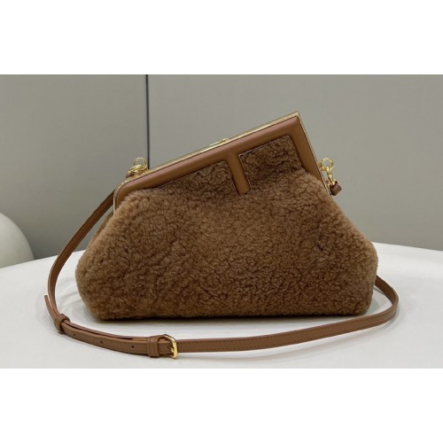 Fendi 8BP129 Fendi First Small bag in Brown sheepskin