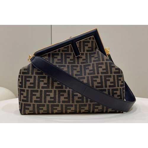 Fendi 8BP127 Fendi First Medium Bag in Black FF jacquard fabric Fendi 8BP127 Fendi First Medium Bag in Black FF jacquard fabric