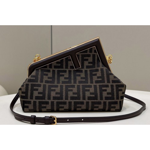 Fendi 8BP129 Fendi First Small Bag in Brown FF jacquard fabric